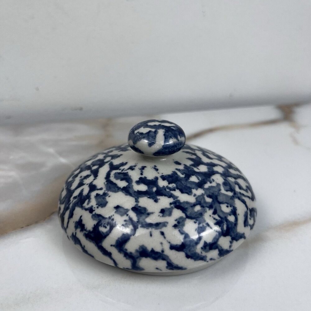 Vtg Tienshan Folk Craft Sponge Ware LID ONLY Stoneware REPLACEMENT PIECE 3.5”